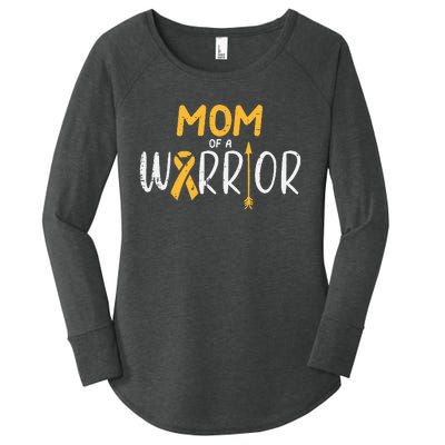 Mom Of A Warrior Childhood Cancer Ribbon Awareness Family Women's Perfect Tri Tunic Long Sleeve Shirt