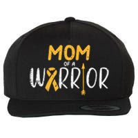 Mom Of A Warrior Childhood Cancer Ribbon Awareness Family Wool Snapback Cap