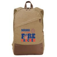 Mama Of A Little Firecracker Family Matching 4th Of July Cotton Canvas Backpack