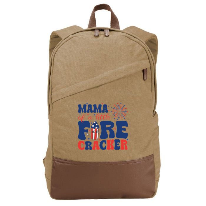 Mama Of A Little Firecracker Family Matching 4th Of July Cotton Canvas Backpack