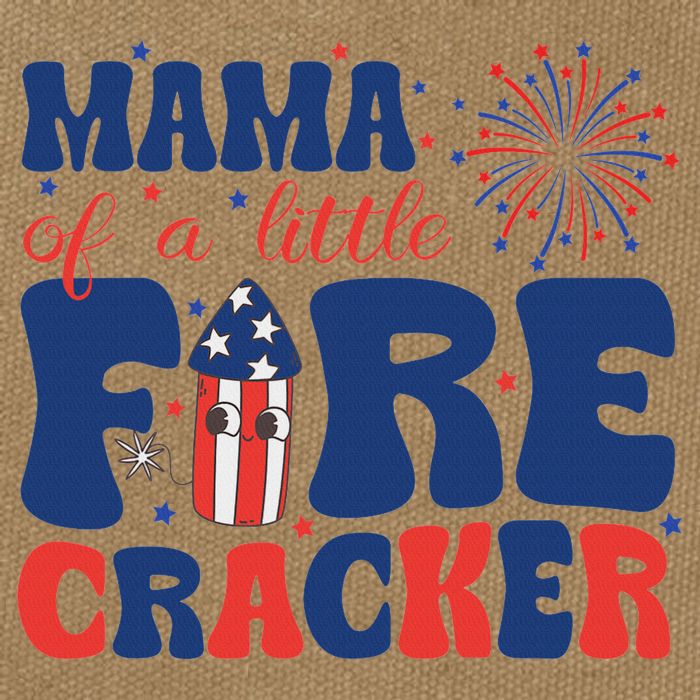 Mama Of A Little Firecracker Family Matching 4th Of July Cotton Canvas Backpack