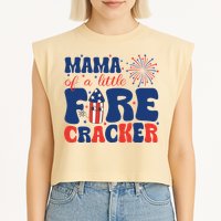 Mama Of A Little Firecracker Family Matching 4th Of July Garment-Dyed Women's Muscle Tee