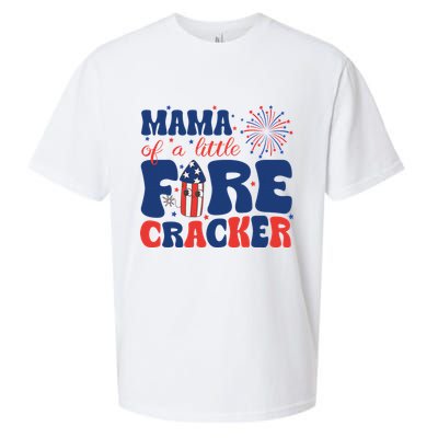 Mama Of A Little Firecracker Family Matching 4th Of July Sueded Cloud Jersey T-Shirt