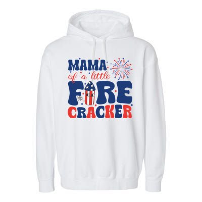 Mama Of A Little Firecracker Family Matching 4th Of July Garment-Dyed Fleece Hoodie