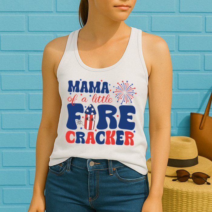 Mama Of A Little Firecracker Family Matching 4th Of July Womens Tank Top