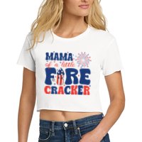 Mama Of A Little Firecracker Family Matching 4th Of July Crop Top