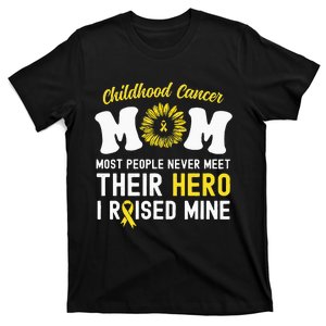 Mom Of A Warrior Hero Childhood Cancer Awareness Sunflower T-Shirt