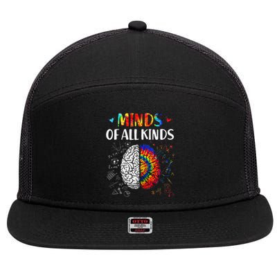 Minds Of All Kinds Neurodiversity Autism Awareness Adhd Asd 7 Panel Mesh Trucker Snapback Hat