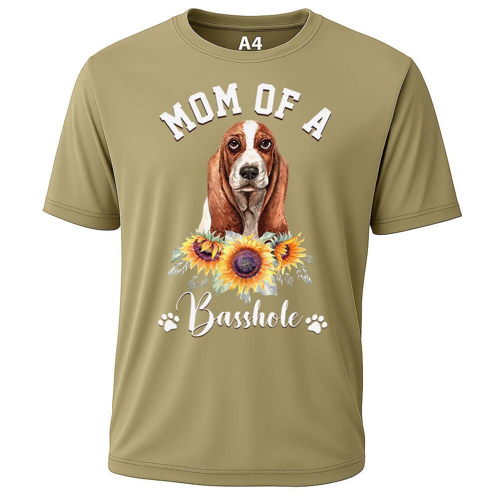 Mom Of A Basshole Basset Hound Dog Mother's Day Cooling Performance Crew T-Shirt