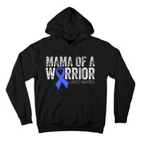 Mama Of A Warrior T1d Mom Diabetic Blue Ribbon Support Gift Hoodie