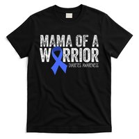 Mama Of A Warrior T1d Mom Diabetic Blue Ribbon Support Gift T-Shirt