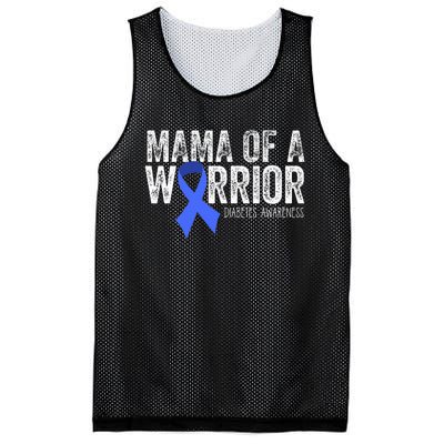 Mama Of A Warrior T1d Mom Diabetic Blue Ribbon Support Gift Mesh Reversible Basketball Jersey Tank