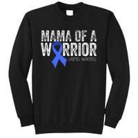 Mama Of A Warrior T1d Mom Diabetic Blue Ribbon Support Gift Tall Sweatshirt