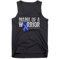 Mama Of A Warrior T1d Mom Diabetic Blue Ribbon Support Gift Tank Top