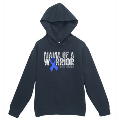 Mama Of A Warrior T1d Mom Diabetic Blue Ribbon Support Gift Urban Pullover Hoodie