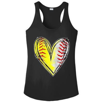 Mom Of Both Baseball Softball Mom Mothers Day Ladies PosiCharge Competitor Racerback Tank