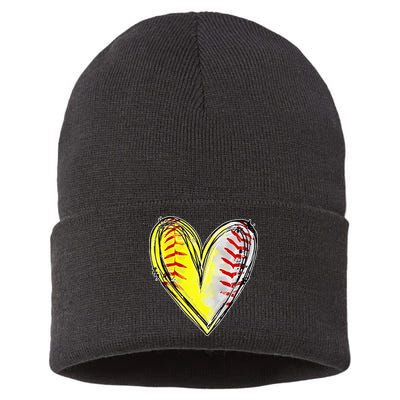 Mom Of Both Baseball Softball Mom Mothers Day Sustainable Knit Beanie