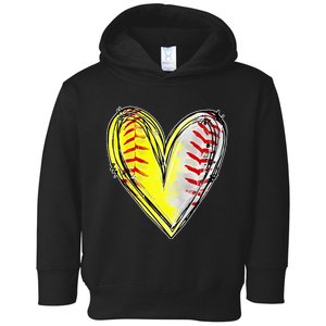 Mom Of Both Baseball Softball Mom Mothers Day Toddler Hoodie