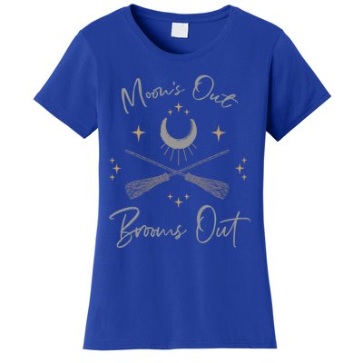 Moons Out Brooms Out Funny Pagan Witch Moon Cycle Gift Women's T-Shirt