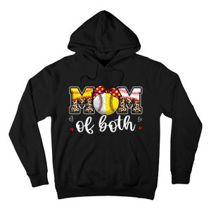 Mom Of Both Leopard Game Day Baseball Softball MotherS Day Hoodie