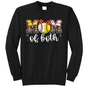 Mom Of Both Leopard Game Day Baseball Softball MotherS Day Sweatshirt