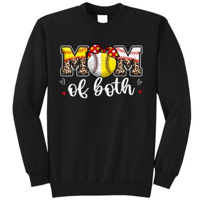 Mom Of Both Leopard Game Day Baseball Softball MotherS Day Sweatshirt