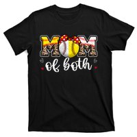 Mom Of Both Leopard Game Day Baseball Softball MotherS Day T-Shirt