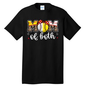 Mom Of Both Leopard Game Day Baseball Softball MotherS Day Tall T-Shirt