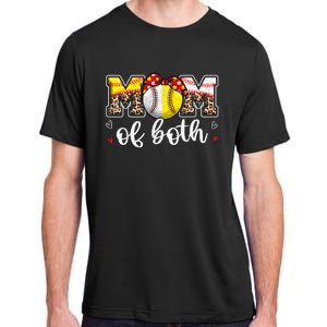 Mom Of Both Leopard Game Day Baseball Softball MotherS Day Adult ChromaSoft Performance T-Shirt