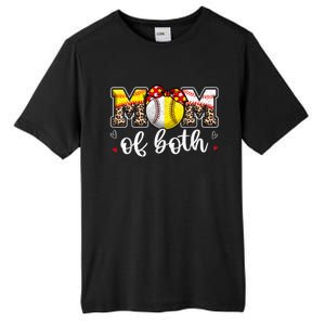 Mom Of Both Leopard Game Day Baseball Softball MotherS Day Tall Fusion ChromaSoft Performance T-Shirt