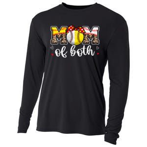 Mom Of Both Leopard Game Day Baseball Softball MotherS Day Cooling Performance Long Sleeve Crew