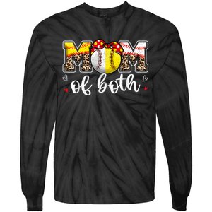 Mom Of Both Leopard Game Day Baseball Softball MotherS Day Tie-Dye Long Sleeve Shirt