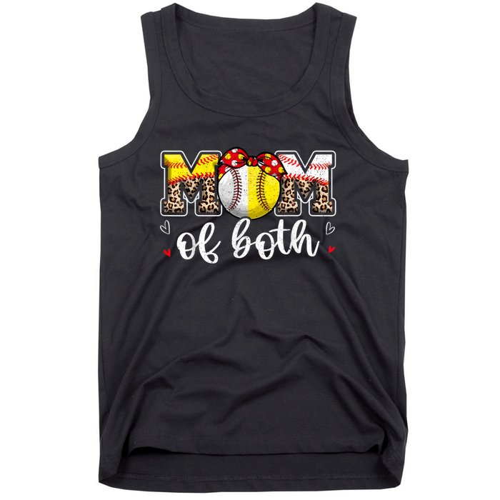 Mom Of Both Leopard Game Day Baseball Softball MotherS Day Tank Top