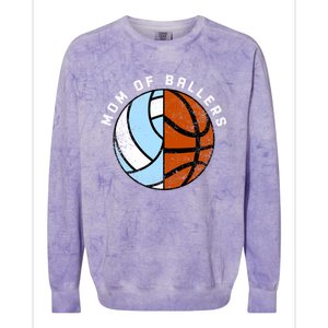 Mom Of Ballers Funny Volleyball Basketball Mom Cool Gift Colorblast Crewneck Sweatshirt