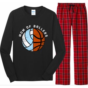 Mom Of Ballers Funny Volleyball Basketball Mom Cool Gift Long Sleeve Pajama Set