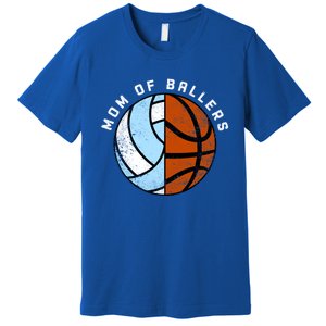 Mom Of Ballers Funny Volleyball Basketball Mom Cool Gift Premium T-Shirt