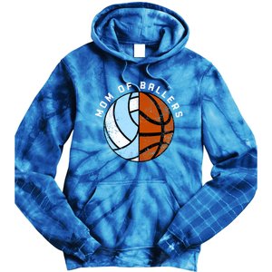 Mom Of Ballers Funny Volleyball Basketball Mom Cool Gift Tie Dye Hoodie