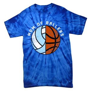 Mom Of Ballers Funny Volleyball Basketball Mom Cool Gift Tie-Dye T-Shirt