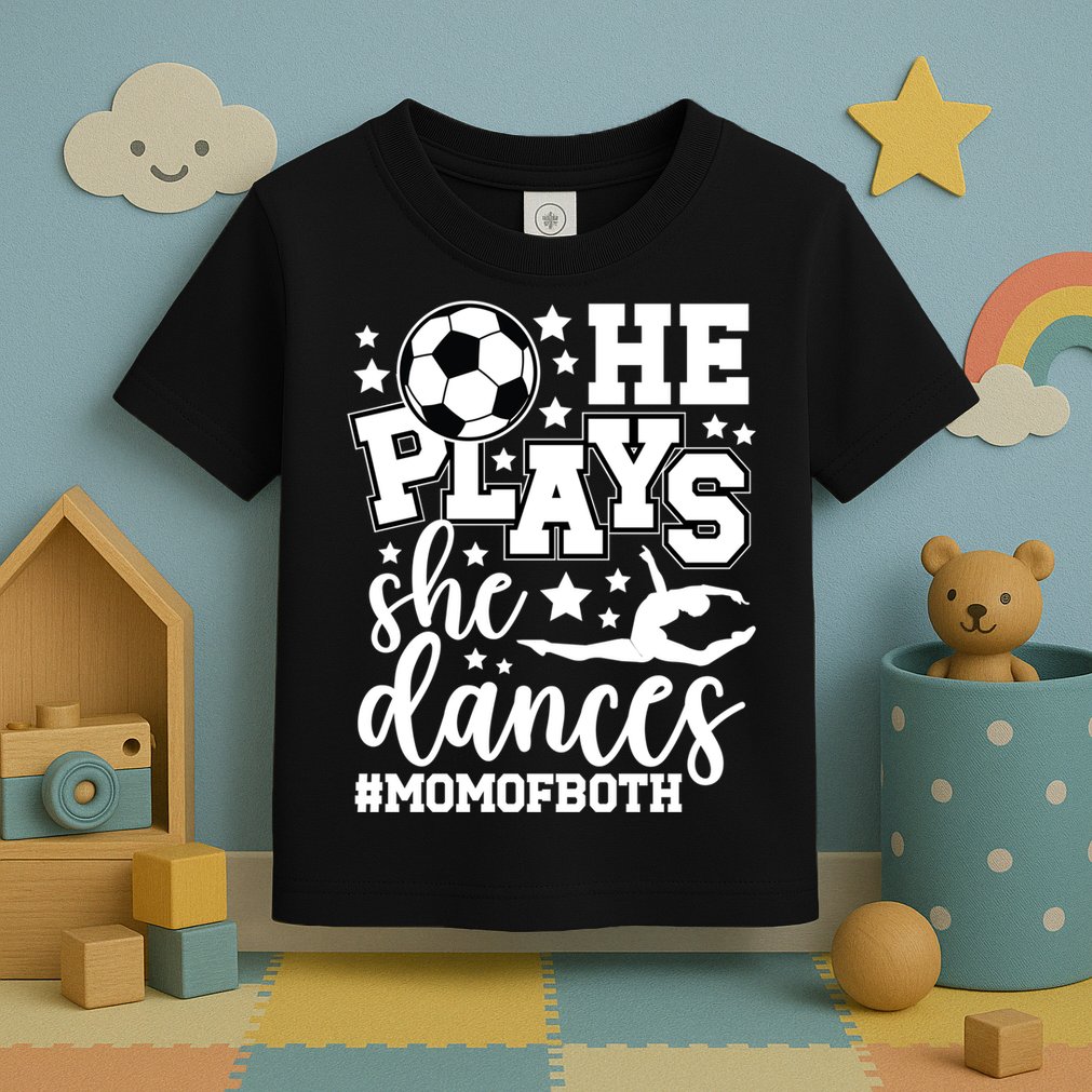 Mom Of Both Dancing & Soccer Mom Of A Dancer & Soccer Player Toddler T-Shirt