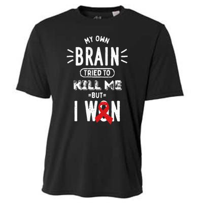 My Own Brain Tried To Kill Me But I Won Cooling Performance Crew T-Shirt