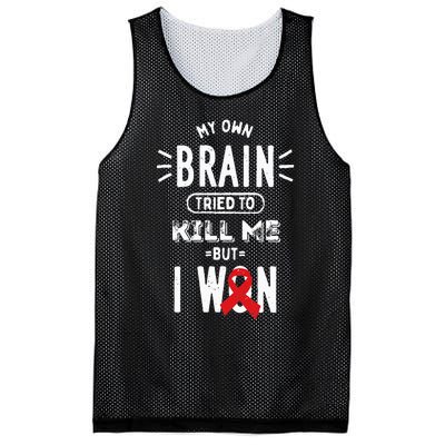 My Own Brain Tried To Kill Me But I Won Mesh Reversible Basketball Jersey Tank