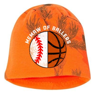 Memaw Of Ballers Funny Baseball Basketball Grandma Memaw Gift Kati - Camo Knit Beanie