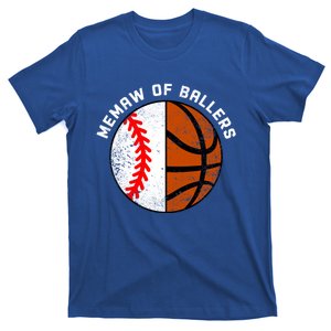 Memaw Of Ballers Funny Baseball Basketball Grandma Memaw Gift T-Shirt