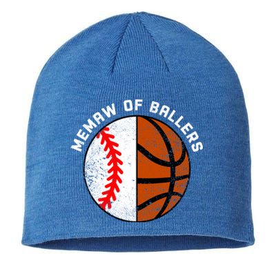 Memaw Of Ballers Funny Baseball Basketball Grandma Memaw Gift Sustainable Beanie