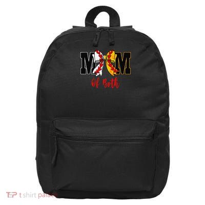 Mom Of Both Baseball Softball Bow Coquette Game Day Mom 16 in Basic Backpack