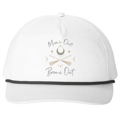 Moons Out Brooms Out Funny Pagan Witch Moon Cycle Gift Funny Gift Snapback Five-Panel Rope Hat