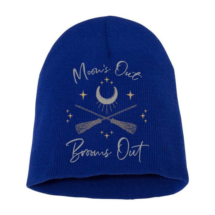 Moons Out Brooms Out Funny Pagan Witch Moon Cycle Gift Funny Gift Short Acrylic Beanie