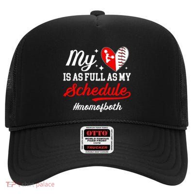 Mom Of Both Proud Cheer And Baseball Mom Gift High Crown Mesh Back Trucker Hat