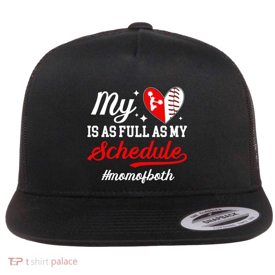 Mom Of Both Proud Cheer And Baseball Mom Gift Flat Bill Trucker Hat