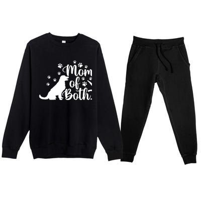 Mom Of Both Cat And Dog Mom Gift Crazy Cat Lady Dog Lover Premium Crewneck Sweatsuit Set